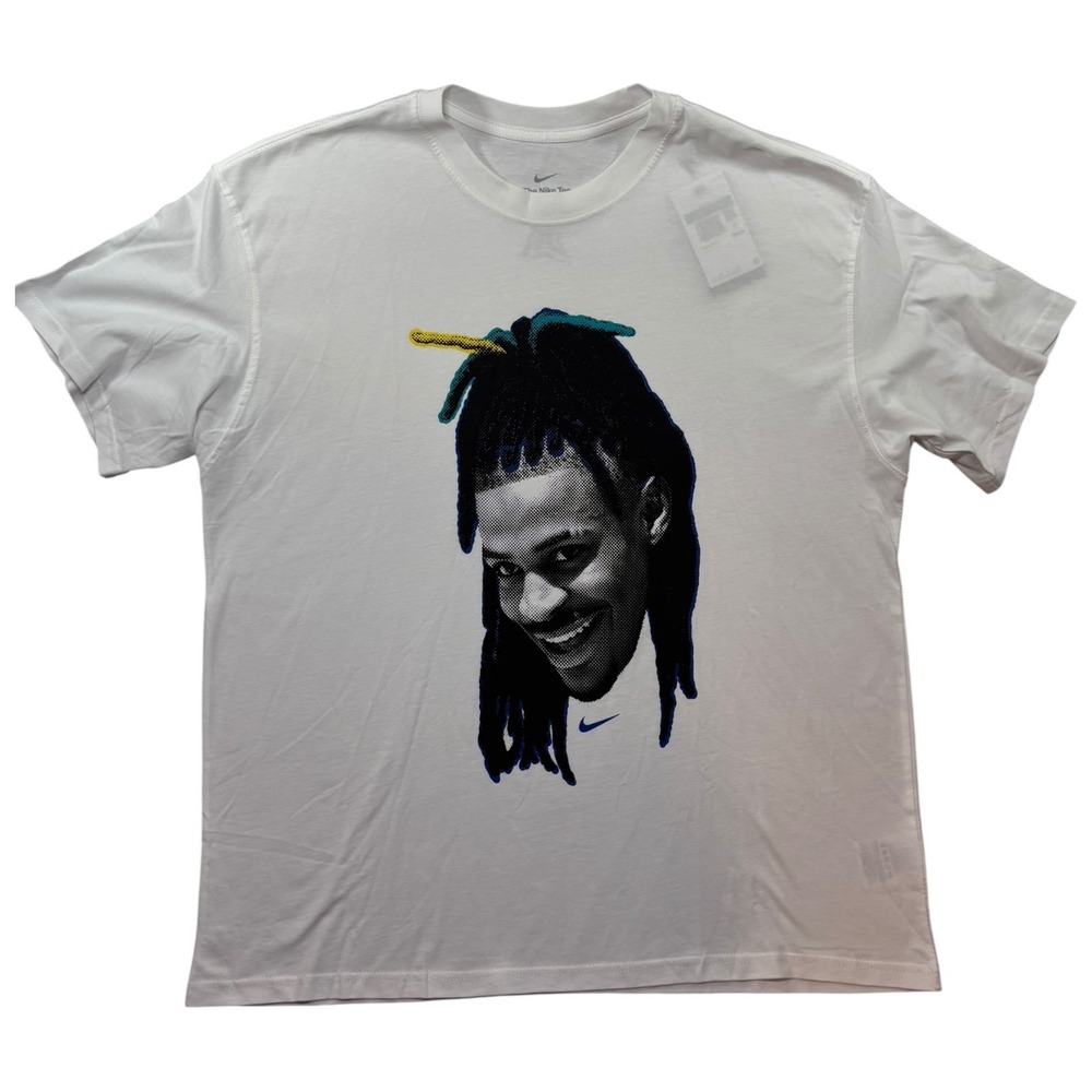 Nike Max90 Basketball Tee Shirt Mens XL White Graphic‎ Ja Morant Face Loose Fit